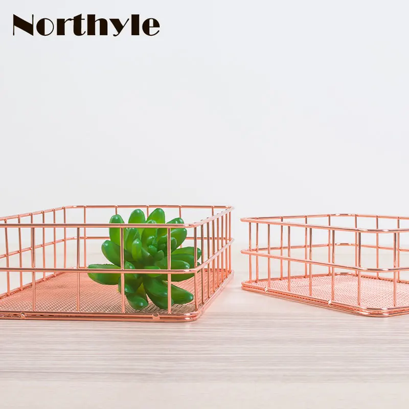 Online Goldene metall lagerung korb eisen obstkorb DIY geschenk korb hause dekoration metall stift container bleistift vase draht korb