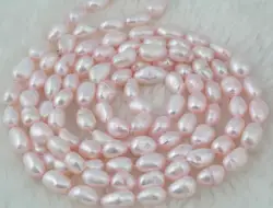 Frershwater Перл Детские розовый барокко 8-10 мм длинное ожерелье 43 дюйма бусы оптом натуральные fppj женщина 2018