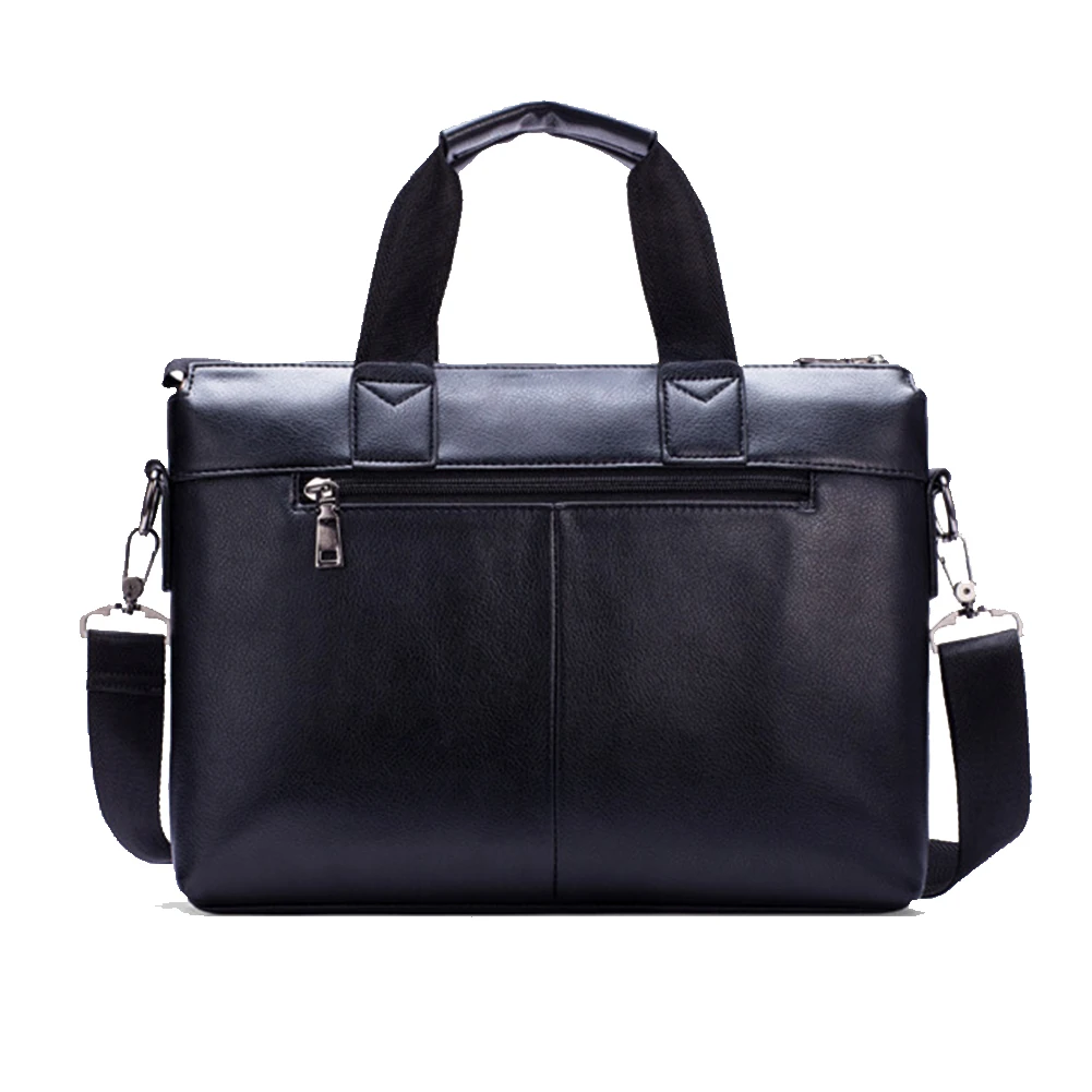 Men's PU Leather Briefcase Messenger Bag Laptop Bag, Laptop Messenger Bag esigner Business Computer Briefcase(Black)