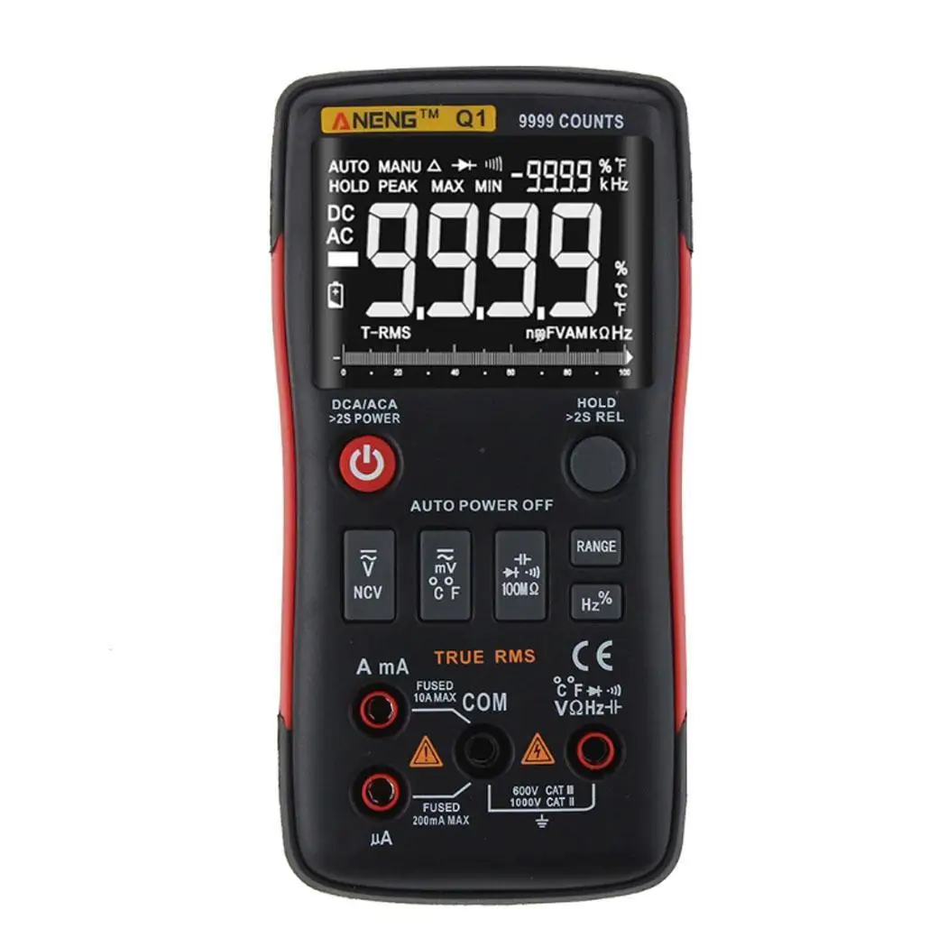 

Q1 Digital Multimeter Count With Bar Graph Analog Ohm Transistor 2 x 1.5V AA batteries (Not Included) Tester
