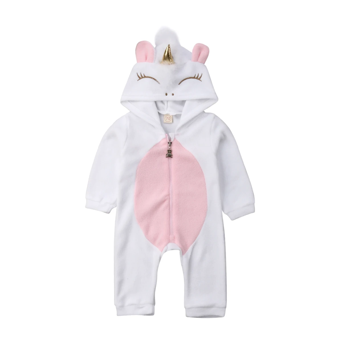 

Unicorn Newborn Baby Boy Girl Long Sleeve 3D Wing Hooded Romper Jumpsuit Outfits Warm Clothes 0-24M