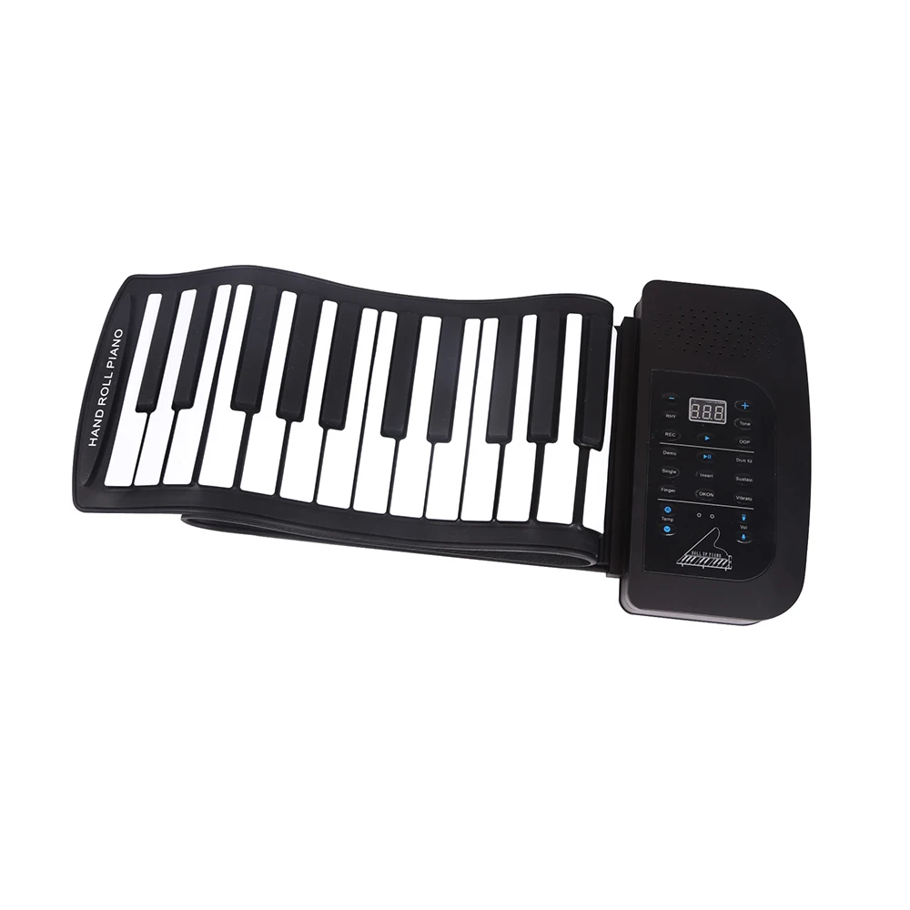 

Roll up piano portable 61 key soft elastic electronic music keyboard piano built-in loudspeaker rechargeable battery for begin