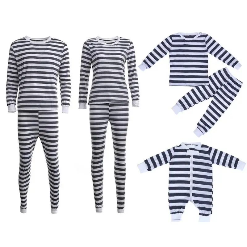 

2pcs/Set Home Pajamas Family Mother Father Baby Stripe Sleepwear Top+Pants