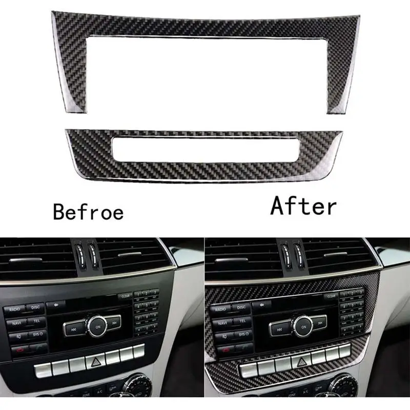 

1pc Car Styling Decorative Carbon Fiber Durable Central Control CD Panel Sticker Decal For Mercedes-Benz C Class W204 2011-2013
