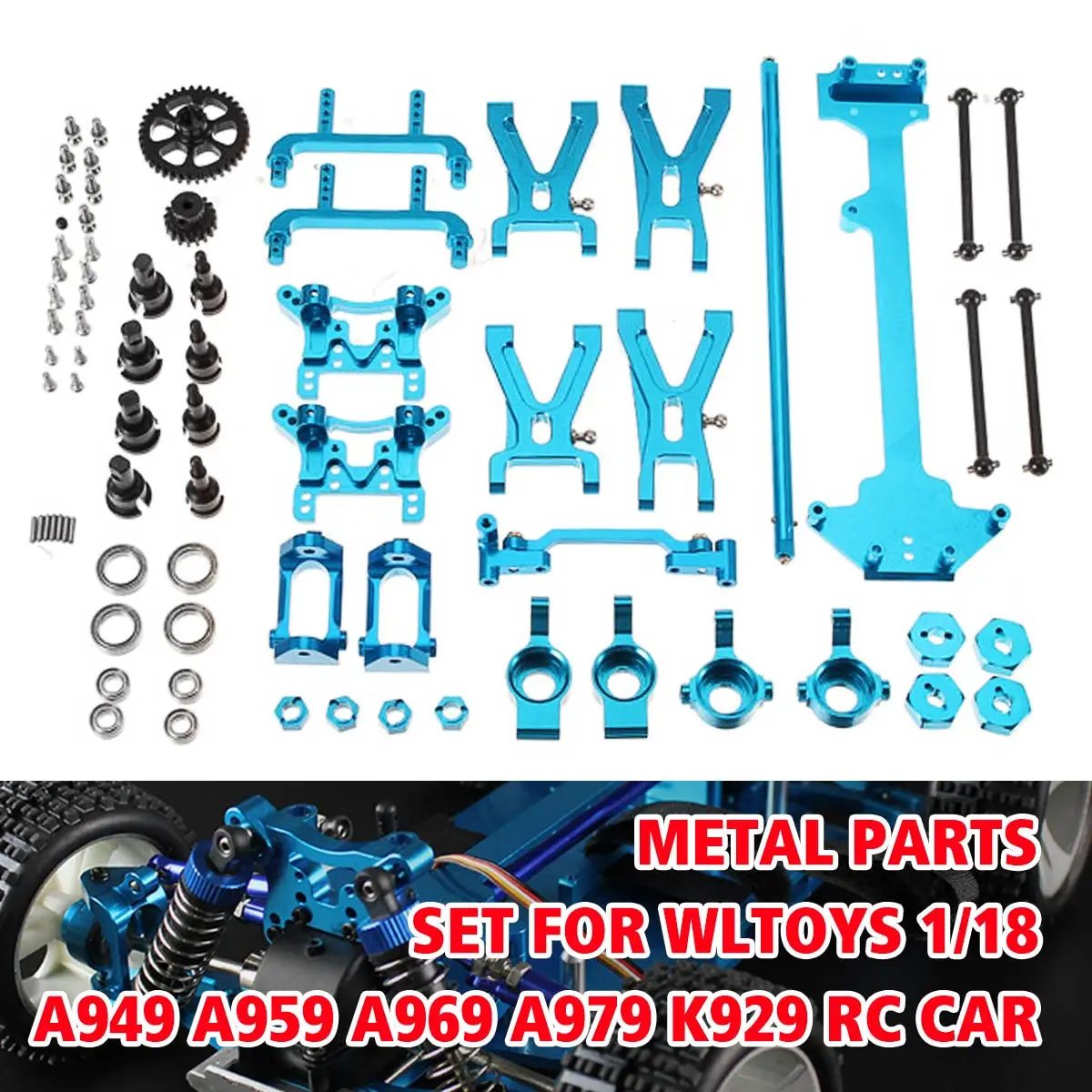 

A949 A959 A969 A979 K929 Upgraded Metal RC Car Parts WLtoys 1/18 Kit Parts Driving Shaft Board Steering Hub Reduction Gear