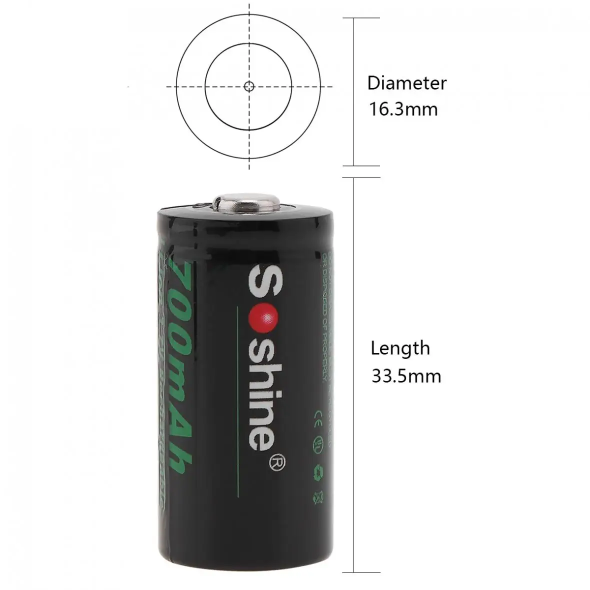 2 шт./компл. Soshine 3,7 V 16340 700mAh ионно-литиевая Перезаряжаемые Батарея RCR123 Li-Ion Батарея+ Батарея Чехол Коробка для хранения