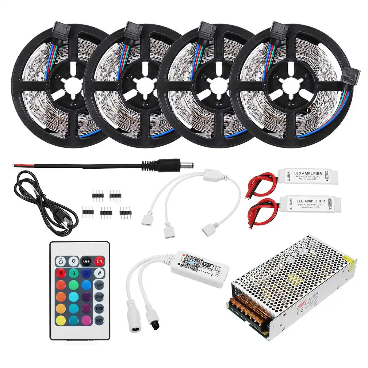 

4Pcs/lot 5M Smart LED Strip Light Kit Light Dancing with Music SMD2835 RGB Alexa APP Home Wifi Control AC110-240V Non-waterproof