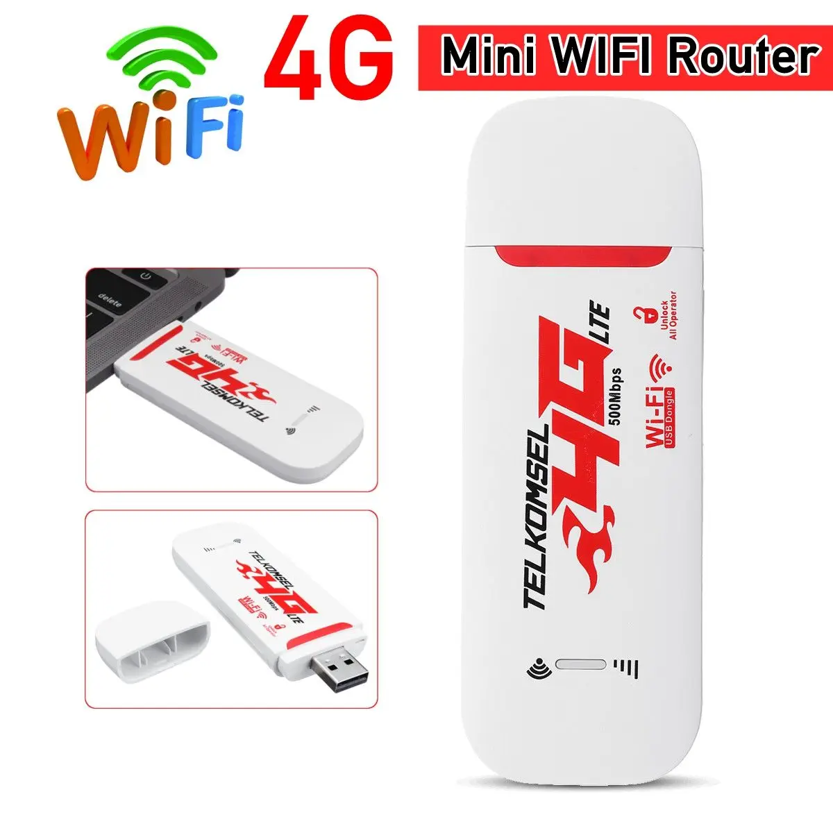 

Unlocked- 4G/3G LTE WIFI Car Wireless USB Dongle Mobile Broadband Modem SIM Card