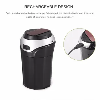 

3 In 1 Rechargeable Car LED Ashtray Car Trash Can Removable Cigarette Lighter LED Light For Car Cup Holder