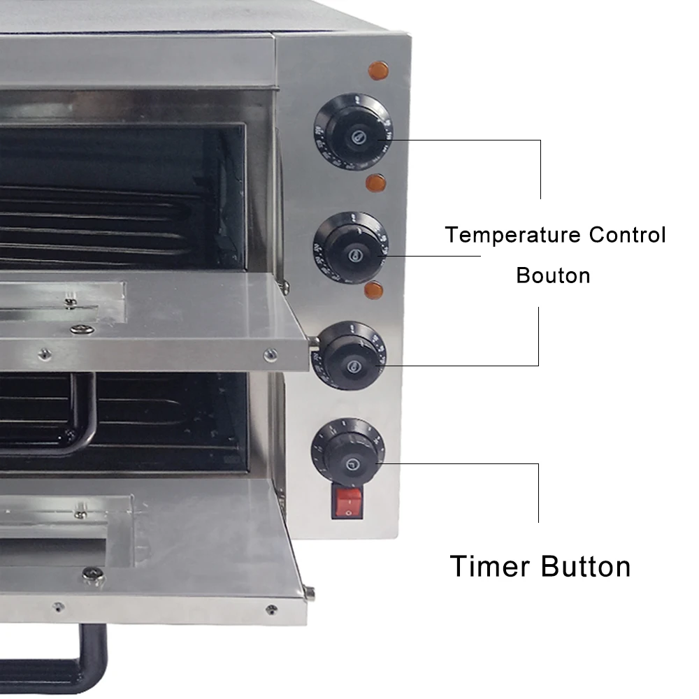 Коммерческая электрическая печь для пиццы, таймер термосат, печь для выпечки, двойной камень, пекарня, духовка 1", кухонная плита для пиццы, кухонная печь для пиццы