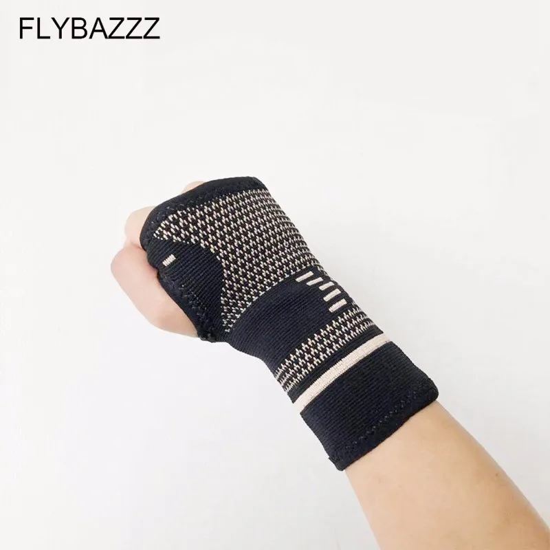 

1PCS Copper Nylon Knitting Wristband Compression Wrist Support Palm Sprain Fitness Yoga Wrist Wraps Hand Brace Gym Accessories