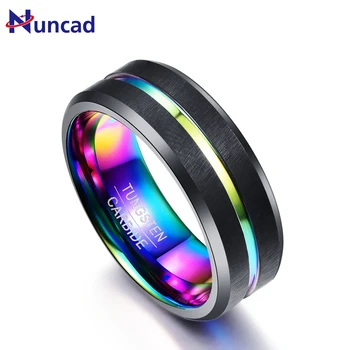 

Multi-size 8mm Width Black Color Men Women Rings Tungsten Carbide Couple Anillos 100% Tungsten Steel Ring