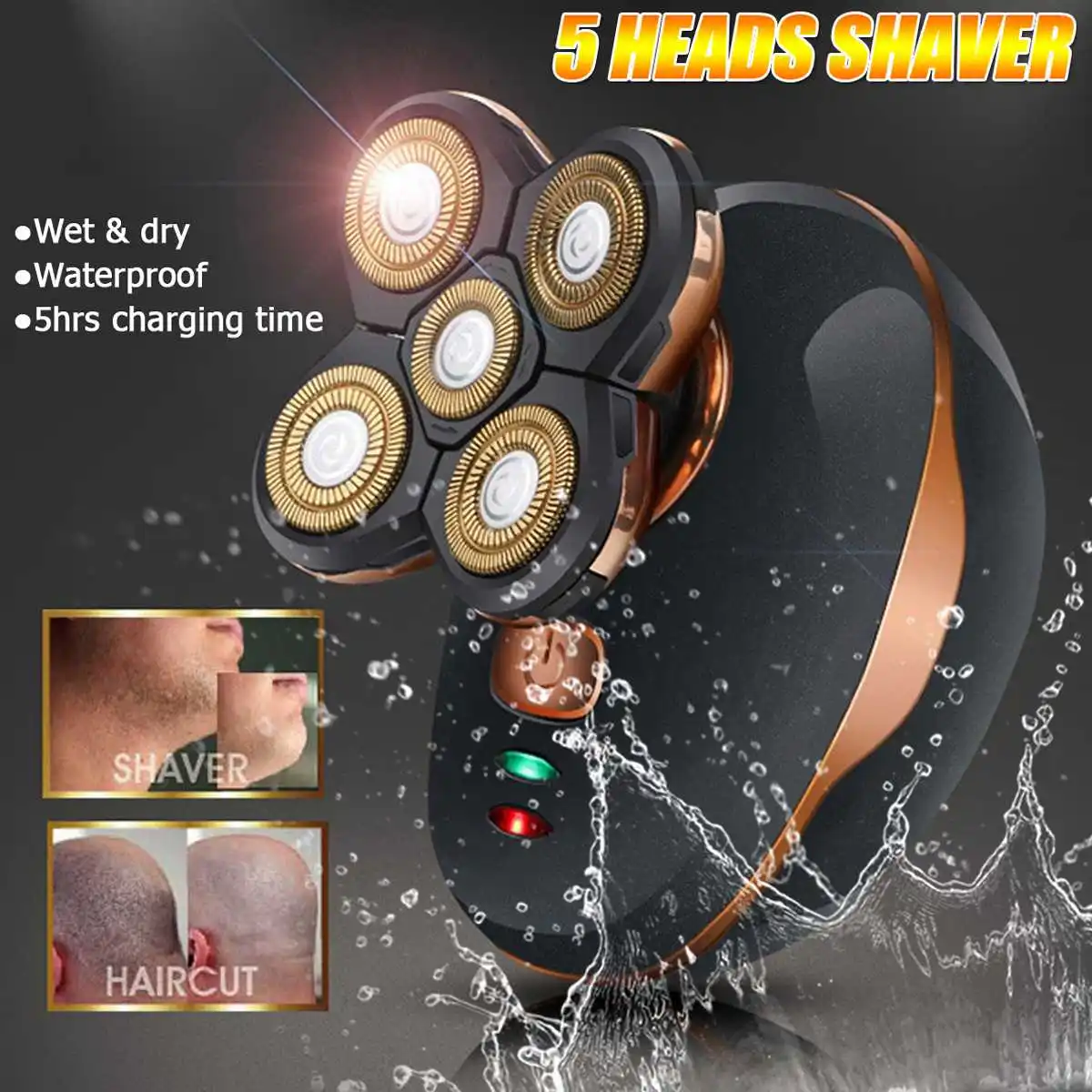 

Electric Razors Beard Trimmer Shaver for Men Wet & Dry 5 Blades USB Rechargeable Head Shaver Hair Clipper Trimmer