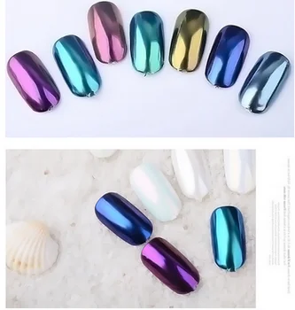

1000pcs Seashell Chameleon Mirror Nail Powder Glitters Aurora Pearlescen Shell Nail Chrome Pigment Dust Decoration woman