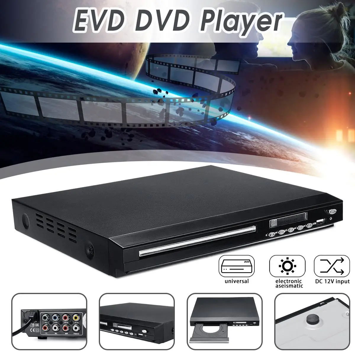 

Portable DVD Player 110-240V USB DVD Drive Portatil Video VCD EVD MP3 MP4 Disc Player for Car Home Audio System