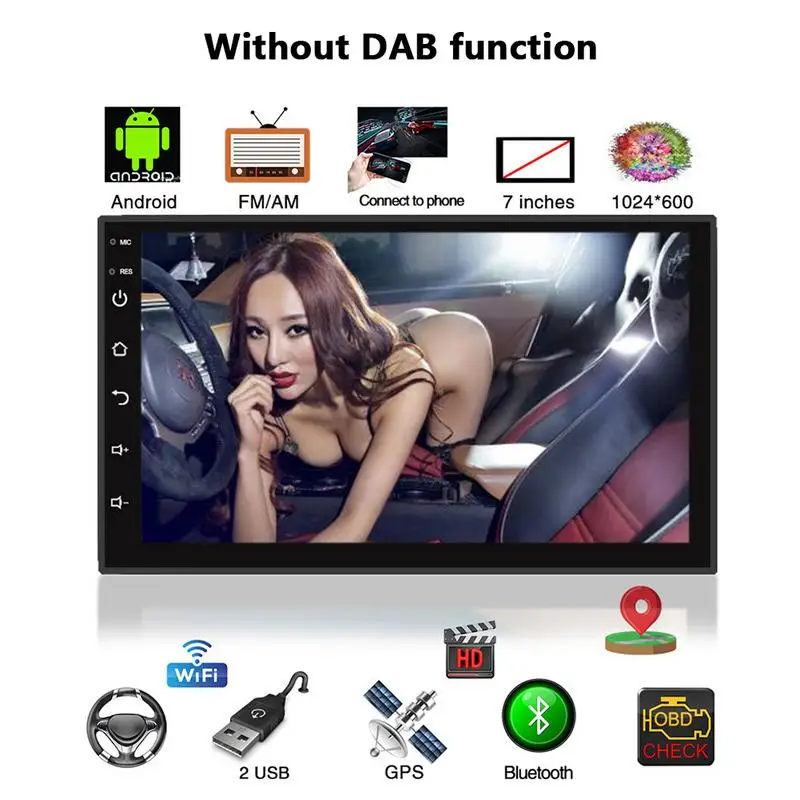 

2 Din 7" Android Universal Car Radio Multimedia Player Bluetooth GPS Navigation Car Stereo Mirror Rds Wifi DAB+ Headunit