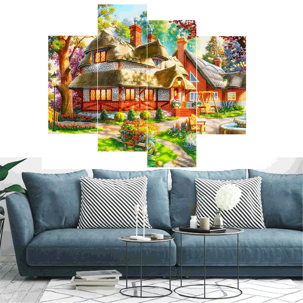 

Huacan 4pcs Diamond Painting Garden Diamond Embroidery Sale Landscape Full Square Pictures Of Rhinestone Mosaic Multi-picture