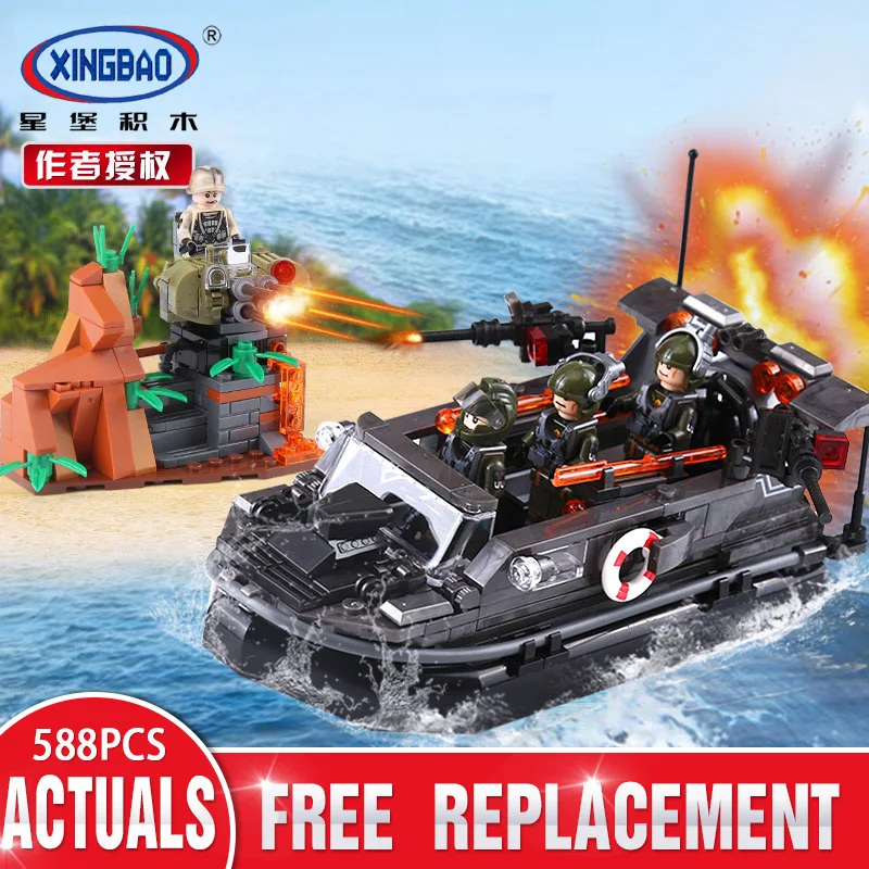 

XINGBAO 06017 588Pcs Military Series The Assault Boat Set compatible LegoING Building Bricks Educational Toys Gift For Kids