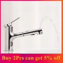 Смеситель для раковины в ванной комнате с выдвижным ополаскивателем распылитель полоскание щеткой 2 режима смеситель кран для холодной и горячей ванны