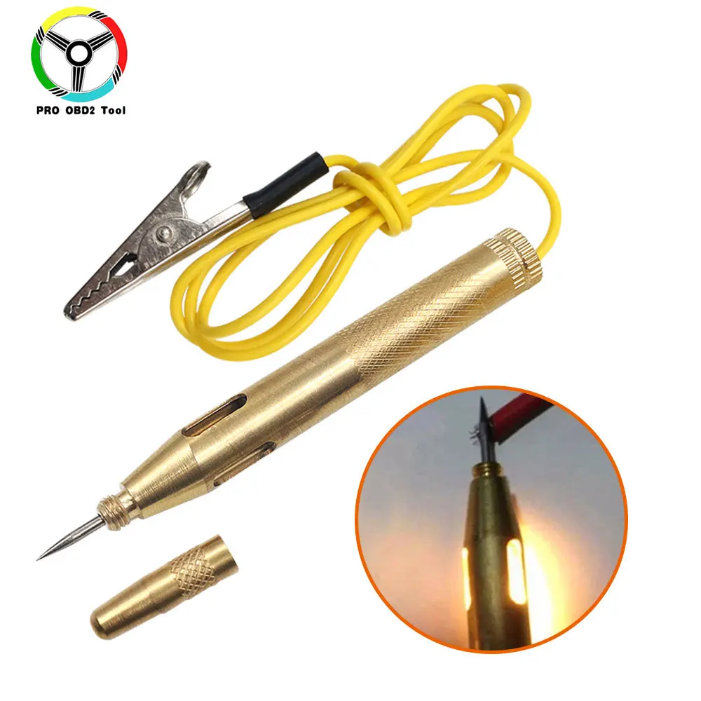 DC6V-24V Car Circuit Tester Probe Light System Test Probe Lamp Auto Light Lamp Voltage Test Pen Detector Copper Diagnostic Tool circuit tester circuit detector car light tester probe pen tester voltage test pen