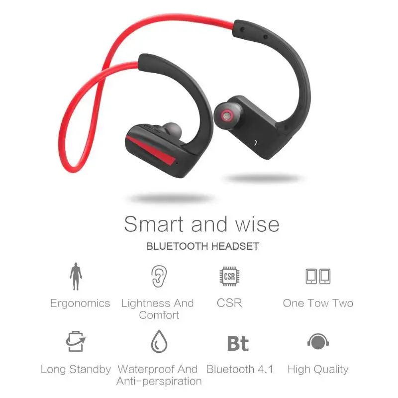 

P10 Sports Bluetooth Ear Hook Earphone Neckband IPX5 Waterproof Headphone Memory Coil Wireless Earphone Stereo Earbuds Headset