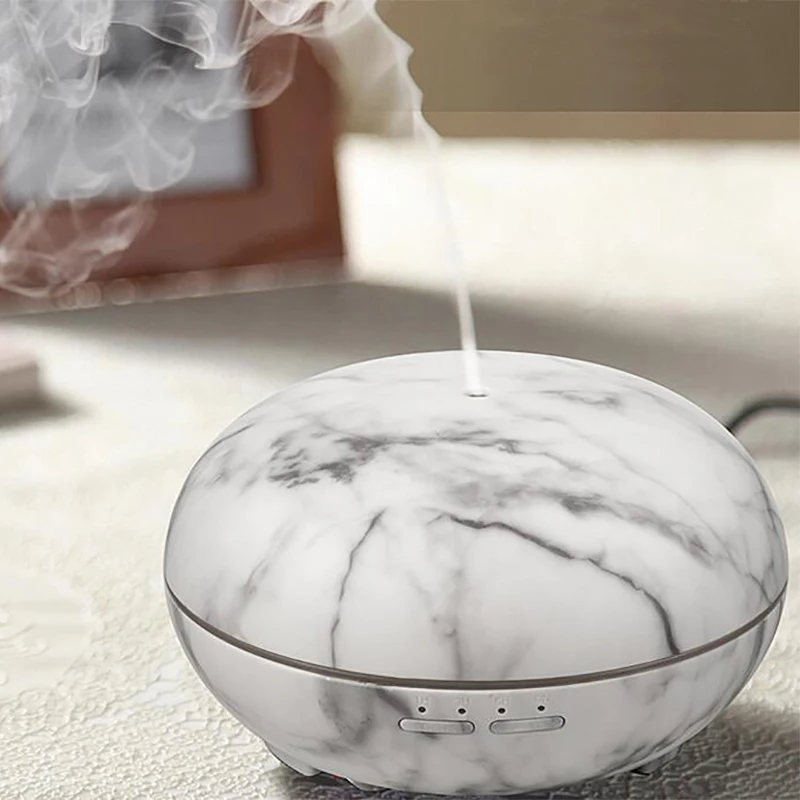 

300ML Aromatherapy Essential Oil Diffuser Ultrasonic Air Humidifier With Marble Grain 7 Color Changing LED Light de Aroma Home