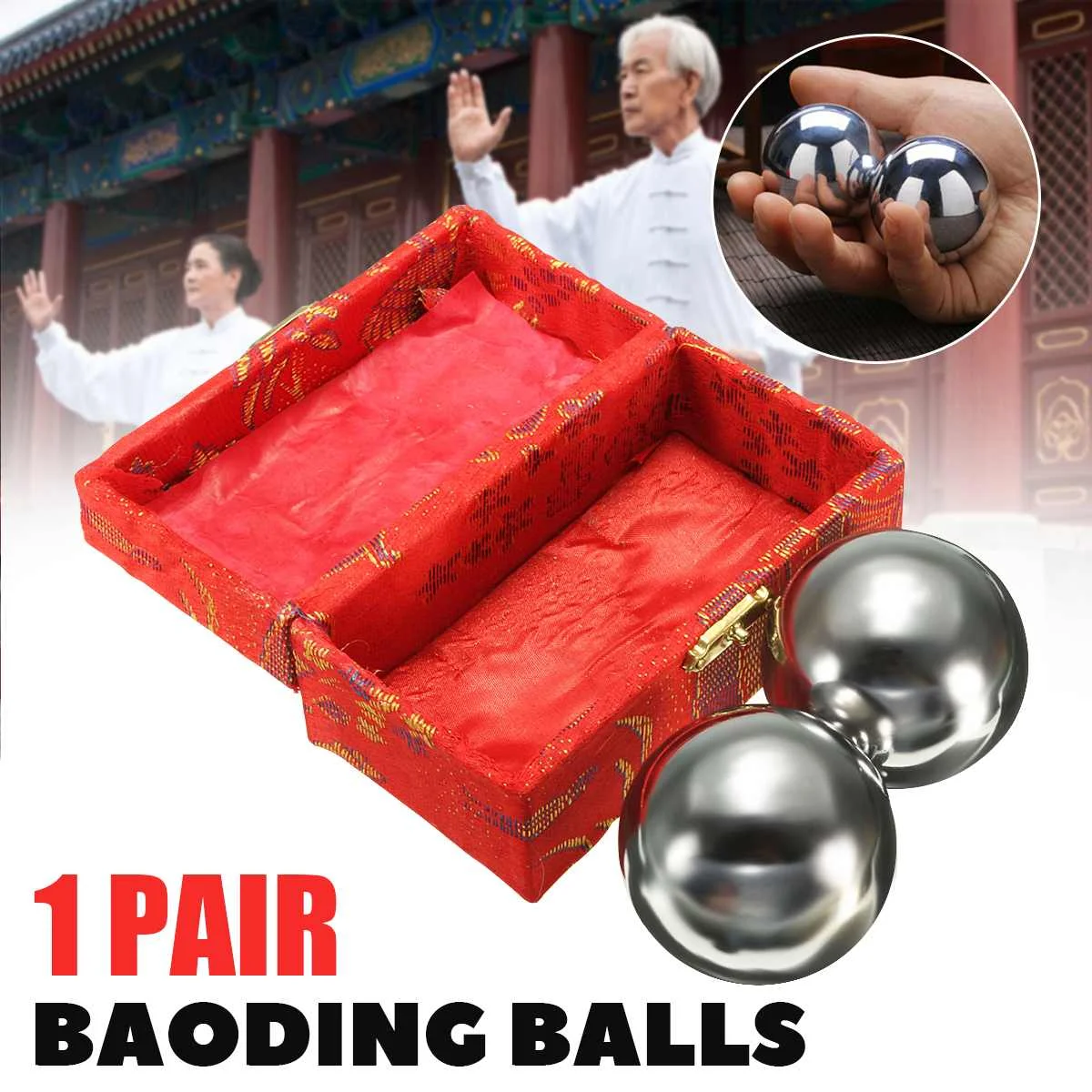 2pcs Health Balls 53mm Fitness Ball Exercise Chrome Solid Steel Chinese