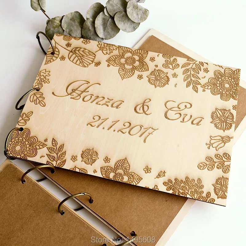 Personalized Wood Wedding Guest Book, Garden wedding Sign in book
