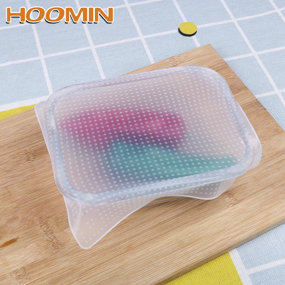

HOOMIN Food Storage Cover Reusable Stretch Cling Film Silicone Wrap Seal Cover Bowl Cup Pad Kitchen Tools Fresh Keeping Lid