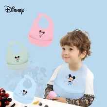 Disney Силикагель Водонепроницаемый милые детские нагрудники Микки Минни Отрыжка Ткань Мультфильм Регулируемый ребенок еды нагрудник детские нагрудники