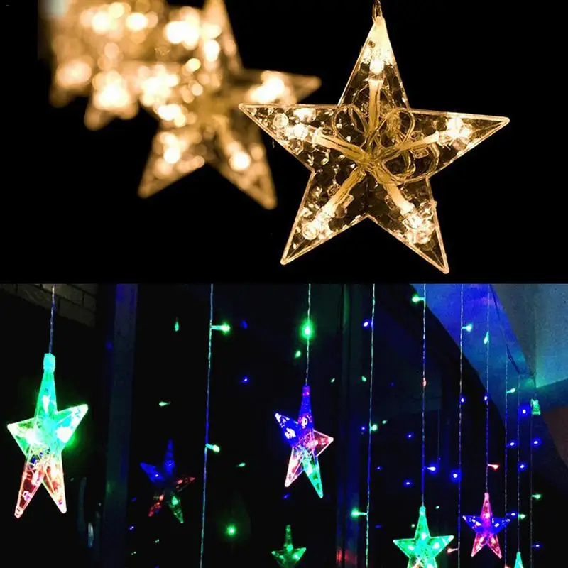 

12 Little Stars With Tails Stars Curtain Lights Family Party Garden Wedding Holiday Lighting 220V EU Plug