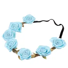 Прекрасный цветочный ободок с розами Цветочный венок для волос Головные уборы Аксессуары для девочек(синий