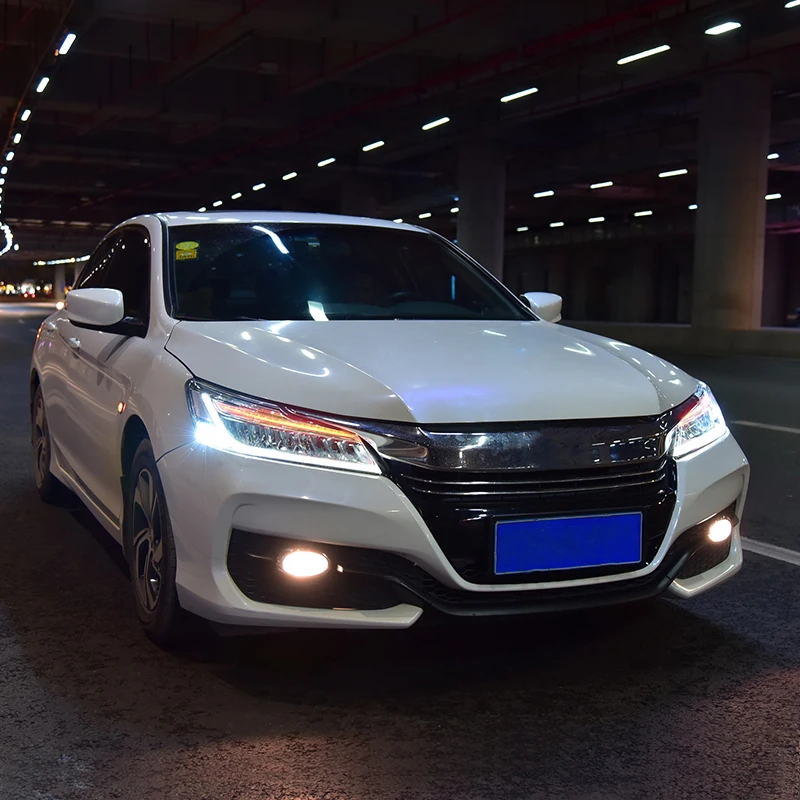 Фара сборка для Honda Accord светодиодный фары дневного света светодиодный течет Бег указатель поворота полный светодиодный источник света