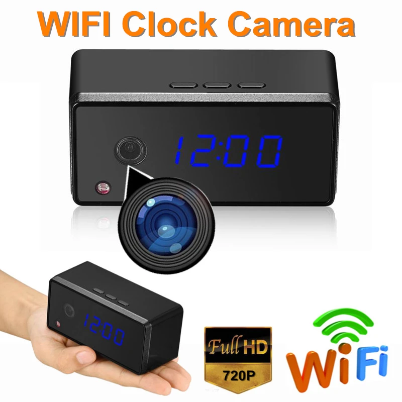 

720P HD P2P DVR WiFi Table Clock Mini Camera Camcorder Alarm Set Night Vision Security Motion Sensor Remote Monitor Micro Cam