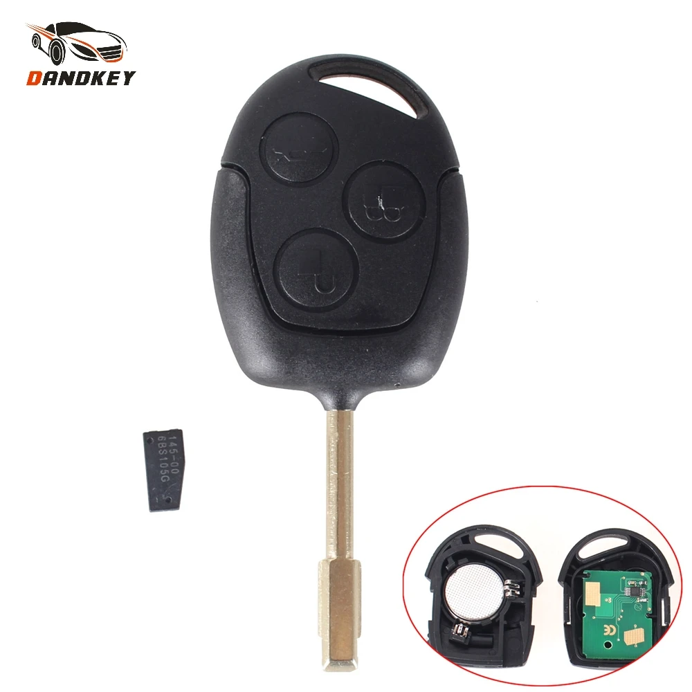 Dandkey 3 Button 4D60 Chip Replacement Remote Key 433Mhz For Ford