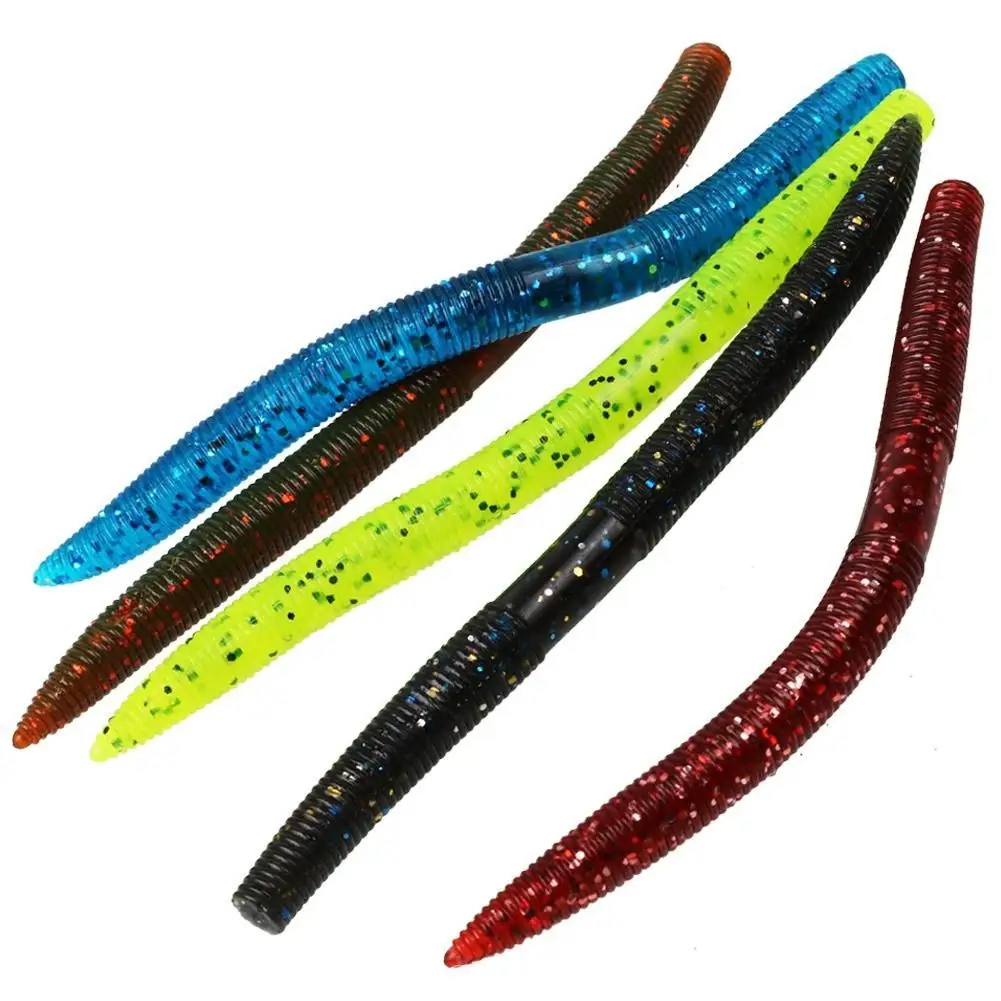  5Pcs Bionic Simulation Earthworm Paillette Worm Soft Fishing Lure Swimming Bait