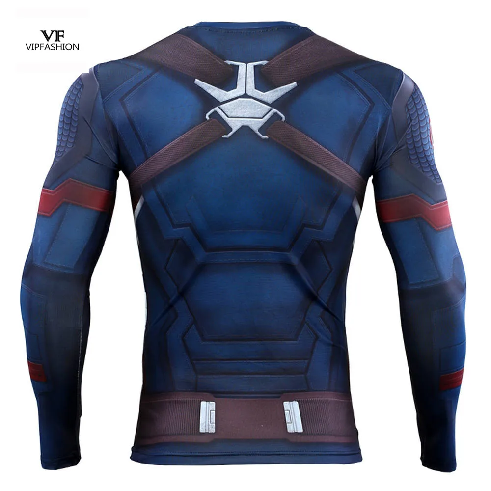 VIP FASHION Women Men Avengers Endgame Captain American 3D Printed Tight Compression Shirt Cosplay Costume Tops Gym Fitness Tee VIP FASHION Women Men Avengers Endgame Captain American 3D Printed Tight Compression Shirt Cosplay Costume Tops Gym Fitness Tee