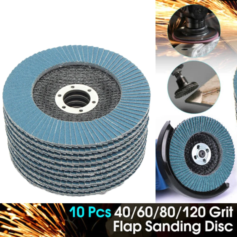 

10pcs 125mm Flap Grinding Sanding Discs 40 60 80 120 Grit Angle Wheel