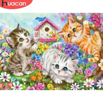 

HUACAN 5D Diamond Painting Animal Cat Full Square Embroidery Sale Picture Of Rhinestone Diamond Mosaic Home Decor Drop Ship