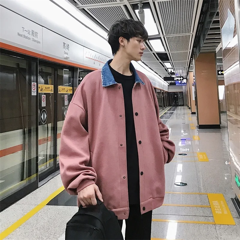 

2019 Spring And Summer The New Listing Korean Men's Fashion Couple Casual Denim Collar Wild Loose Sports Jacket Time Limited