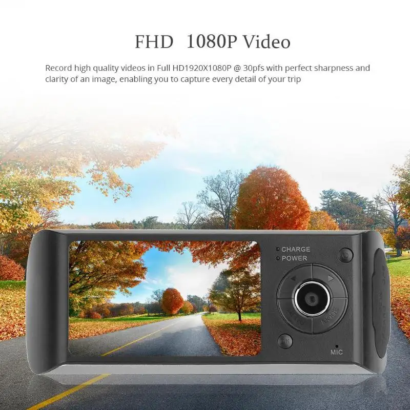 

5V Dual Lens 2.7in LCD HD Car Auto DVR Camera GPS Logger G-sensor Dash Cam Automatic Cyclic Video 2.7'(16:9) TFT LCD Screen