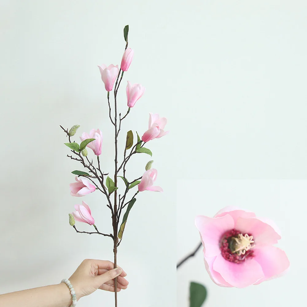 

1*9-Heads decorative fake Magnolia flower artificial Magnolia flowers home decor wedding party decoration