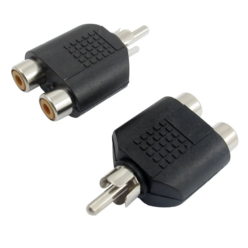 

AV Audio 1 RCA Male Plug to 2 Female RCA Adapter Connector 2 Pcs