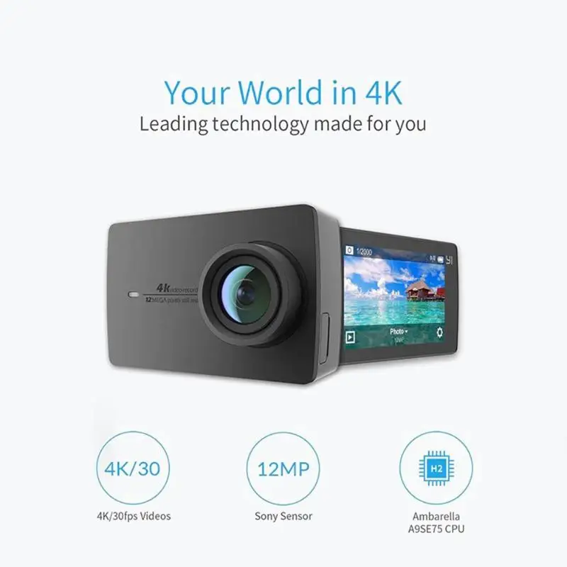 

Xiaomi YI 4K Action Camera Ambarella A9SE75 Sports Mini Camera ARM 12MP CMOS 2.19in 155 Degree Touch Screen Wifi