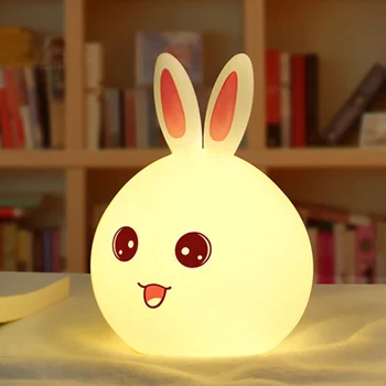 

New Rabbit LED Night Light For Children Baby Kids Bedside Lamp Multicolor Silicone Touch Sensor Tap Control Nightlight