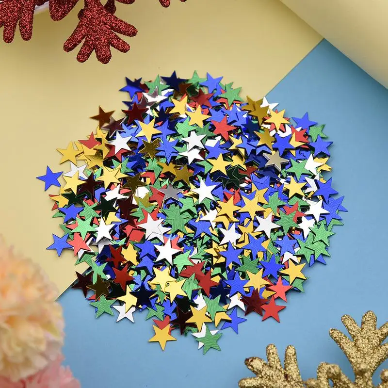 1000PCS/Bag 10mm Five-Pointed Star Confetti Gold Silver Green Red Blue Star Paper Scrap Wedding Party Decoration Confetti