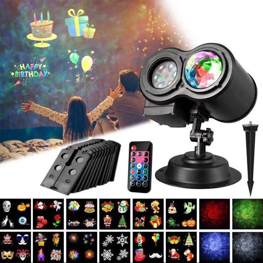 

Waterproof Laser Light Projector 4 Water Wave 12 Pattern Card Slides Outdoor Holiday Effect Stage Light Christmas Decor Lights