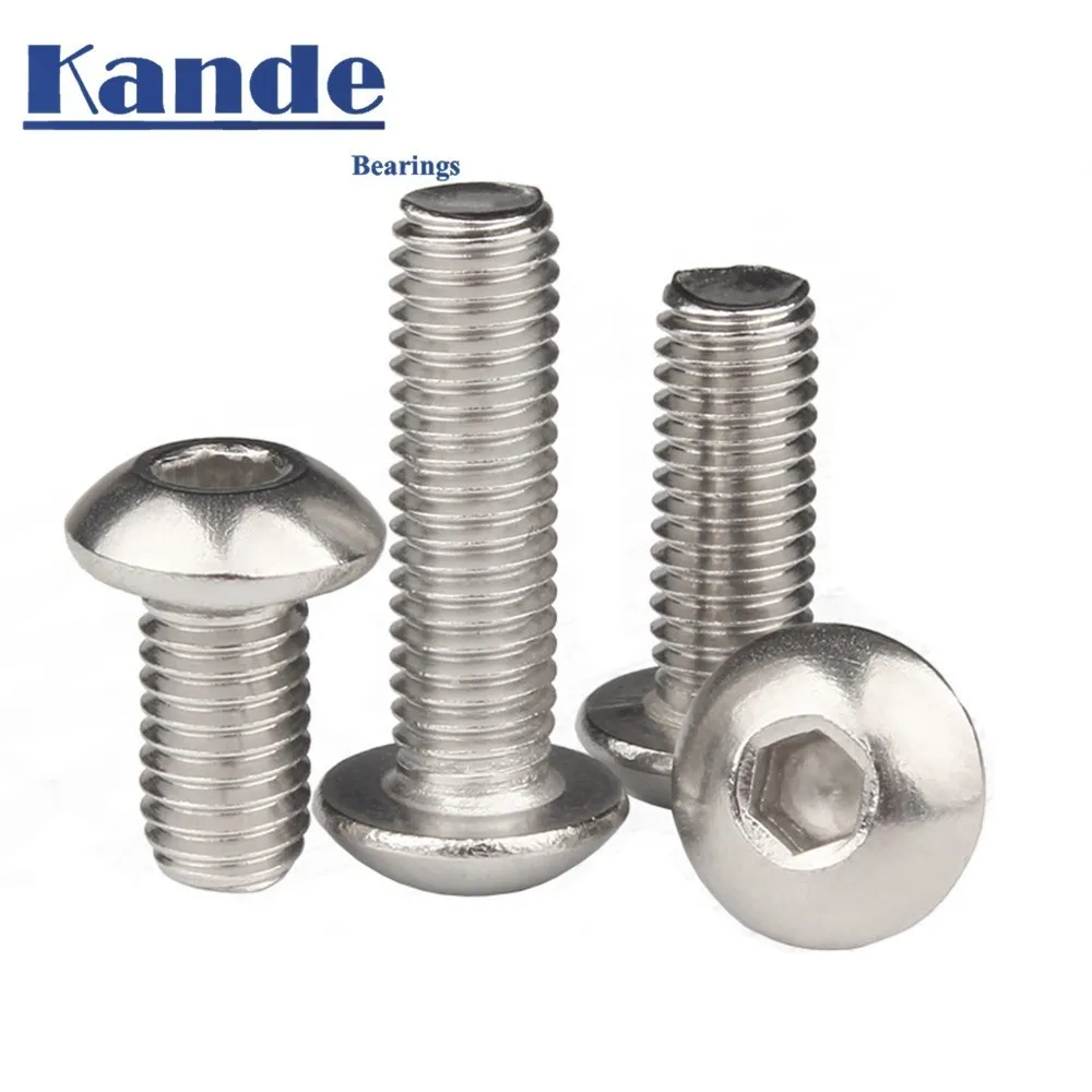 

KANDE 20pcs 50pcs M4 M5 M6 Stainless Steel 304 A2 Round Head Screws Mushroom Hexagon Hex Socket Button Head Screw