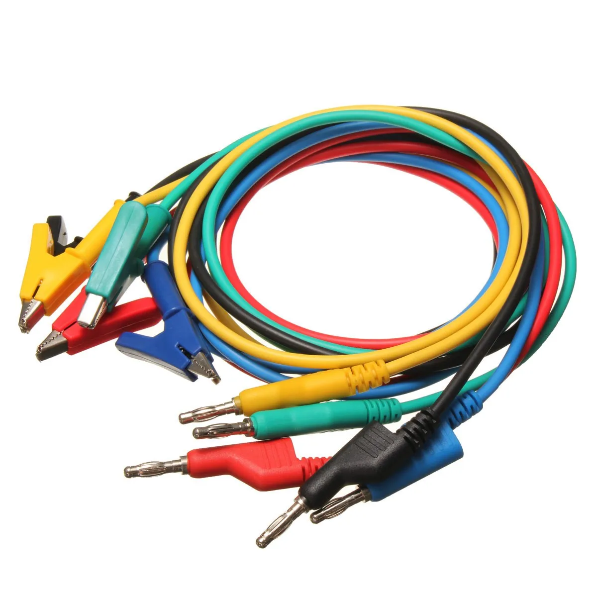 

5X Test Line Silicone Banana Plug to Crocodile Alligator Clip Test Probe Lead Wire Cable Copper for electrical laboratory
