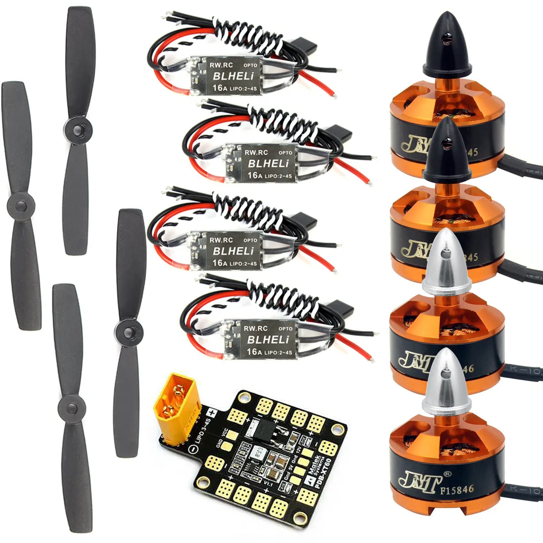 

Combo Kit for 250 210 RC Drone : 4x 1806 2400KV Brushless Motor + Mini BLHeli OPTO 16A ESC + 5045 Propellers CW CCW with PDB BEC